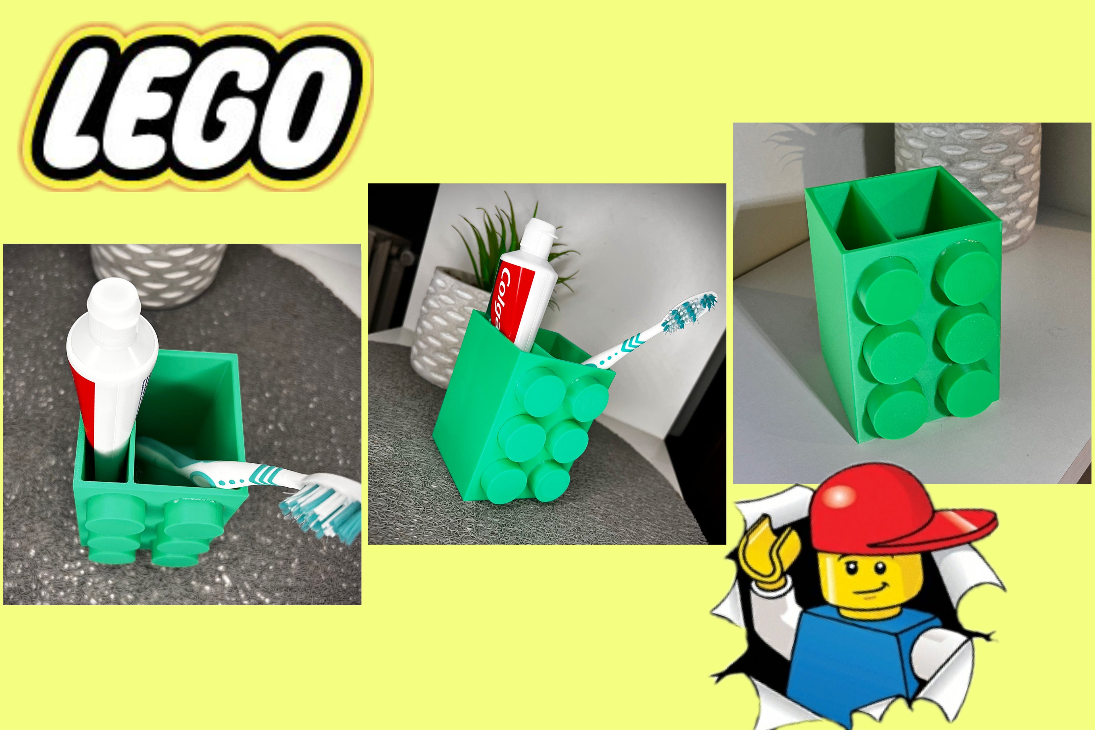Lego formájú fogkefe tartó